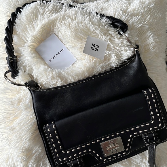 Givenchy Handbags - Givenchy Rebel Soft Hobo black braided bag satchel